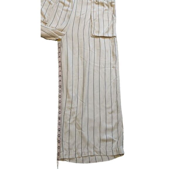 Luna Moon Pants Striped Wide Leg High Rise Cropped Pull On Elastic Back Size XL - Picture 5 of 11